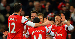 Ozil celebrates v Everton